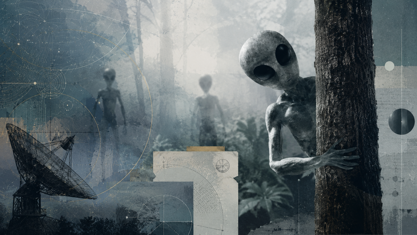 Радиотелескопы ночью принимают странный сигнал из космоса, а вокруг учёные, экраны данных, предупреждающие протоколы и силуэт далёкой звезды