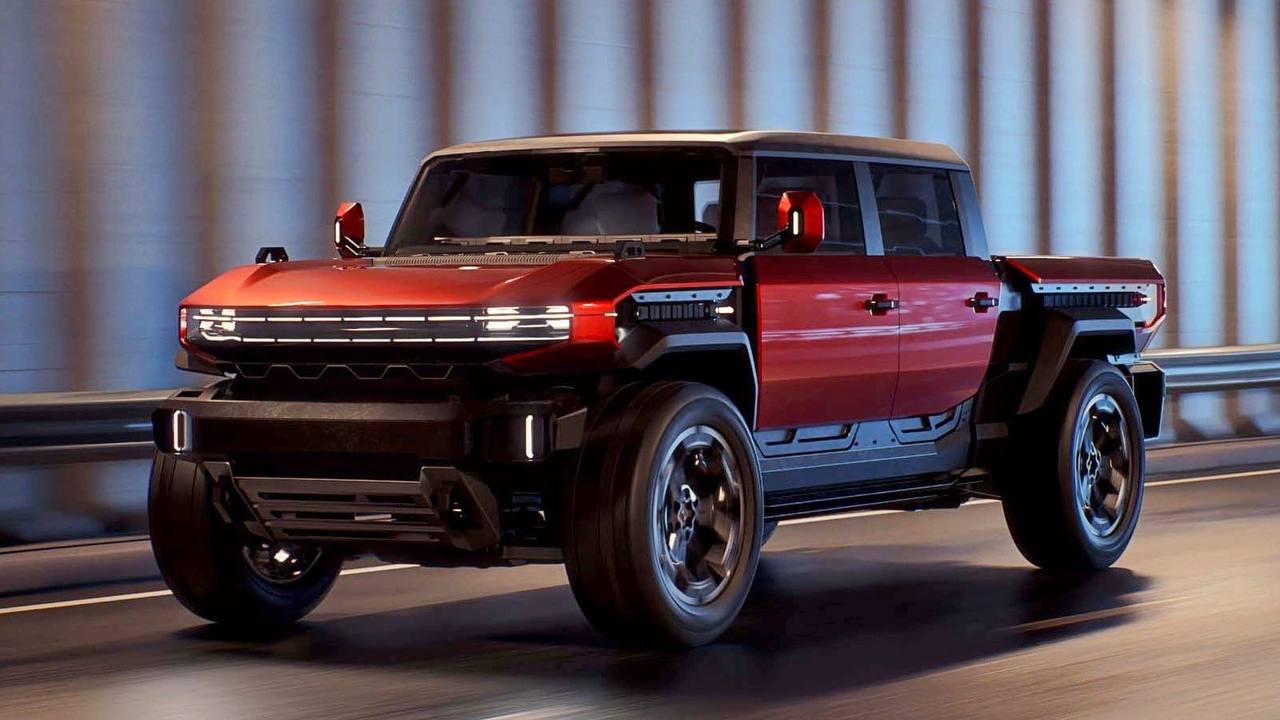 Модульный электрический внедорожник GMC Hummer X на бездорожье с высоким клиренсом и съёмными кузовными элементами