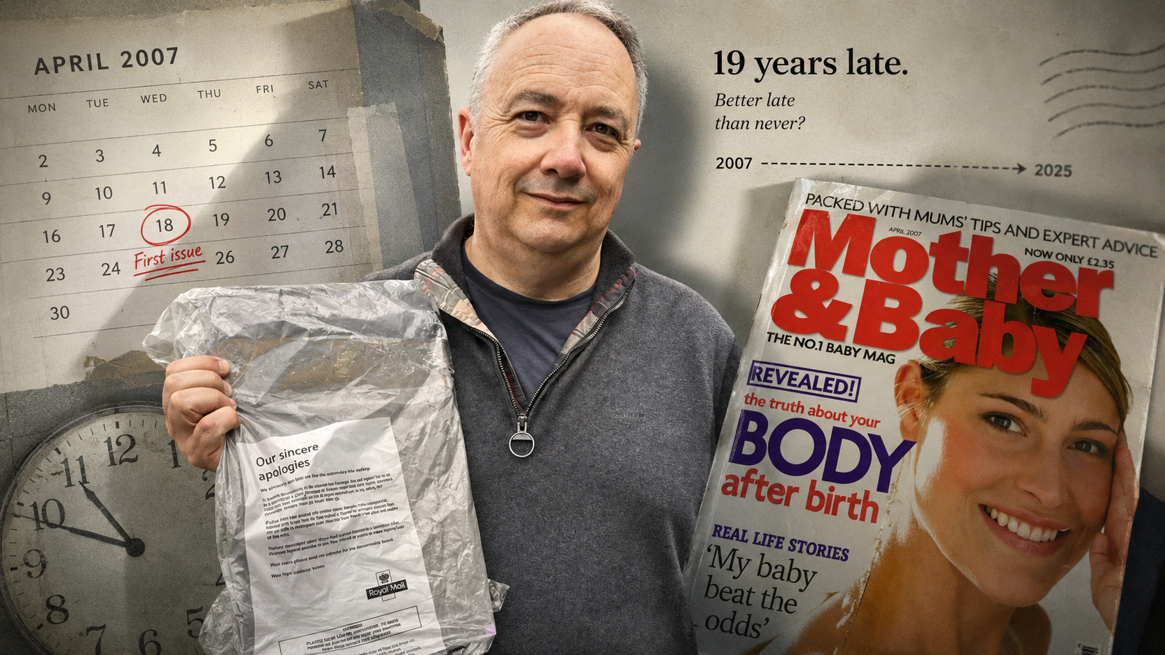 Пол Эдвардс заказал журнал «Мама и малыш» в 2007 году. Royal Mail доставила его только сейчас — с извинениями и почти двадцатилетним опозданием.