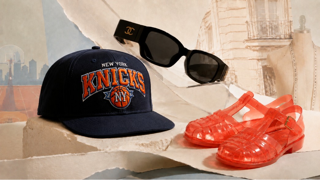 Коллаж с кепкой New York Knicks, очками Chanel и летней обувью из рейтинга Lyst Index за второй квартал 2026 года